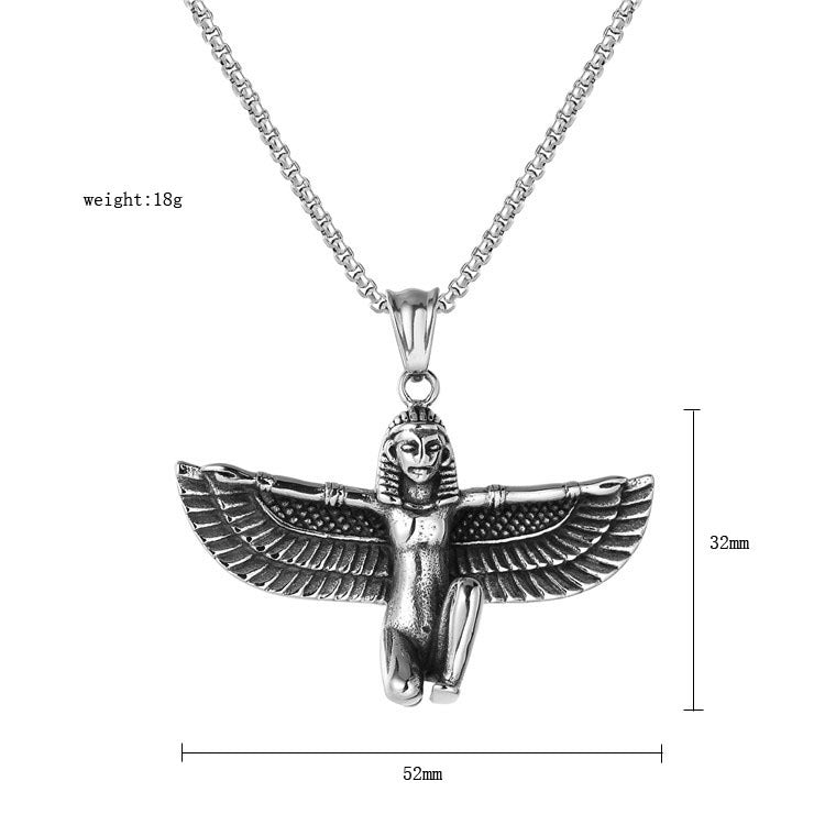 Planderful Egyptian Pharaoh Pendant Necklace Unisex Vintage Titanium Steel Protection Statement Jewelry