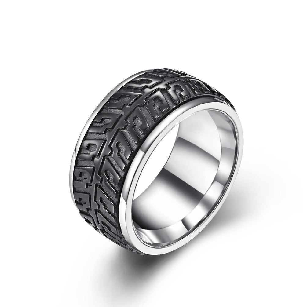 Rotatable Car Tire Titanium Steel Ring for Hipster Men