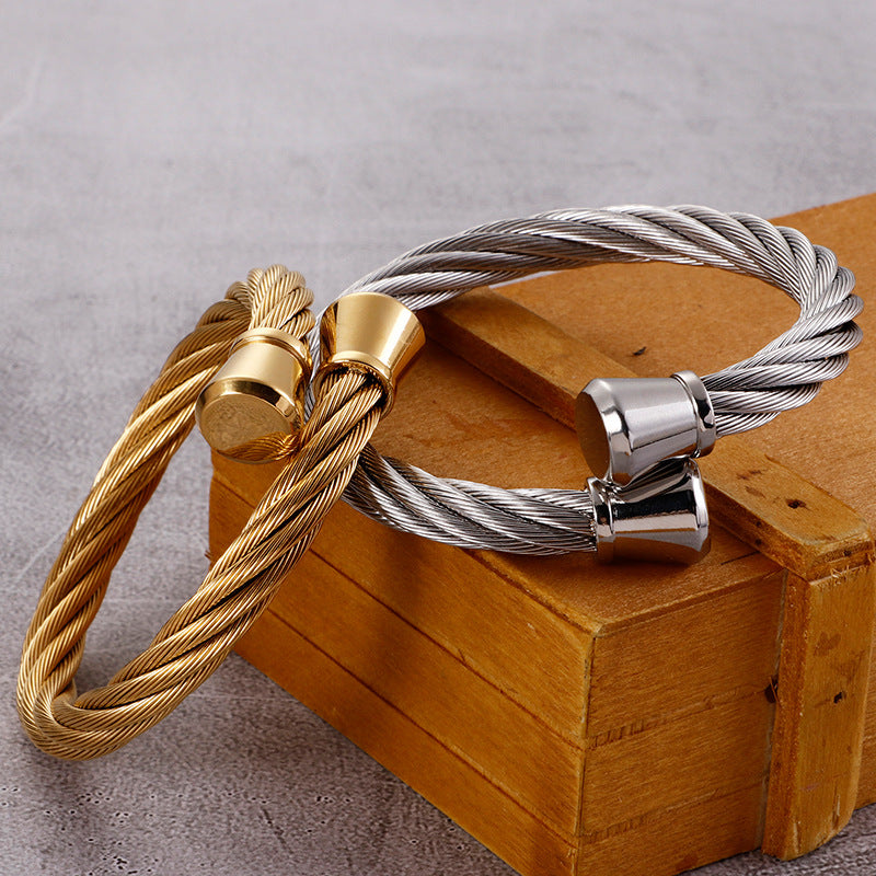 Titanium Steel Opening Bracelet – Original Men's Stainless Steel Bracelet – Steel Wire