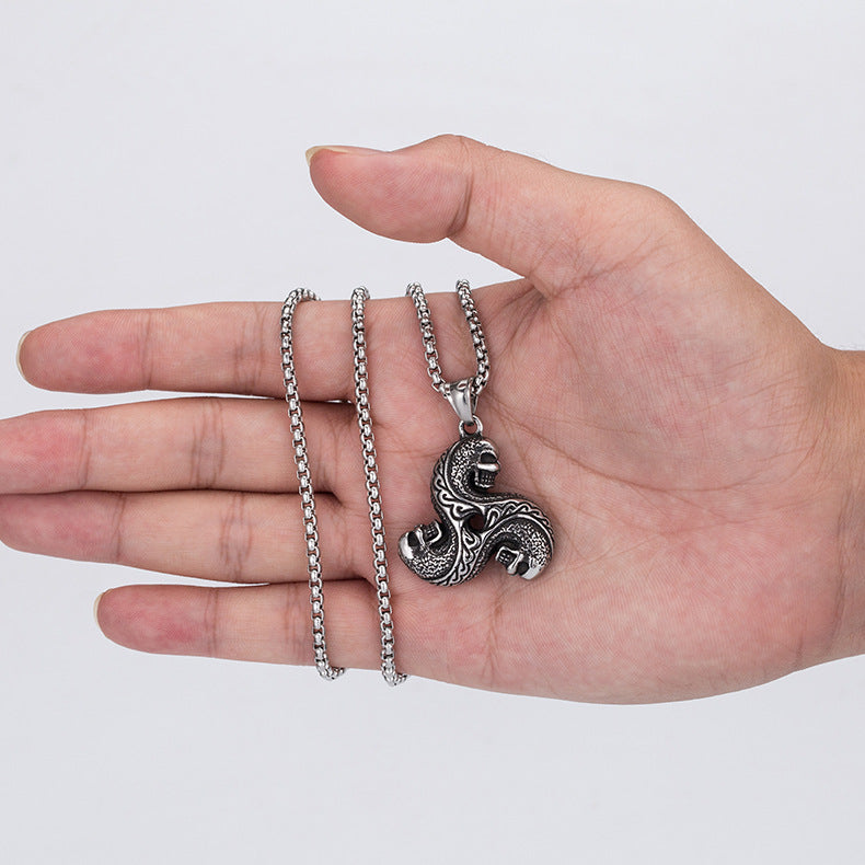 Steel Necklace – Statement Vintage Retro Hip Hop Skull Design For Men By Planderful Jewelry