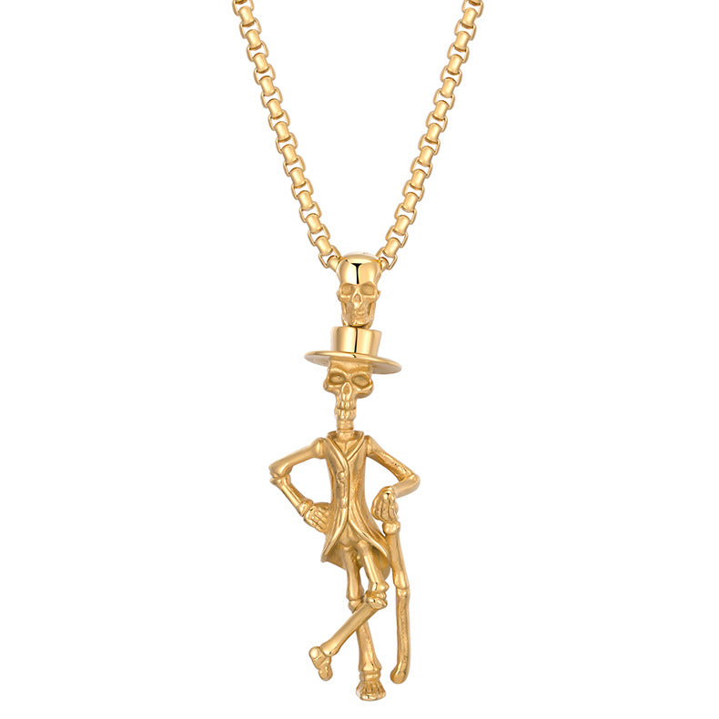 Steel Necklace - Statement Men's Skull Necklace