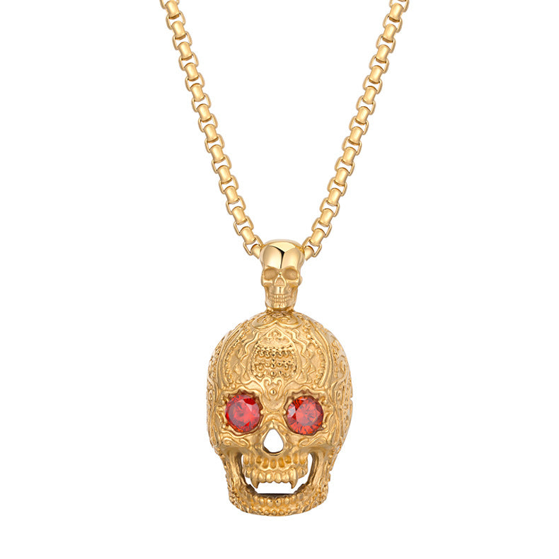 Steel Necklace – Statement Skull Necklace For Men Urban Hip Hop Fashion Accessory