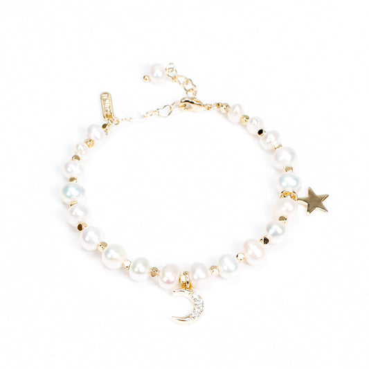 Fortune's Favor Sterling Silver Bracelet with Crystal Strawberry and Freshwater Pearl