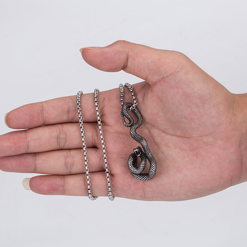 Steel Necklace – Minimalist Hip Hop Snake Pendant