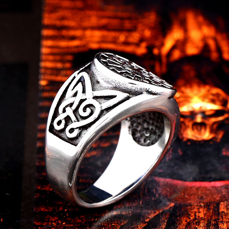 Titanium Steel Viking Engraved Ring for Men - Retro European and American Style