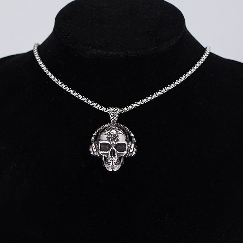 Steel Necklace - Statement Skull Pendant