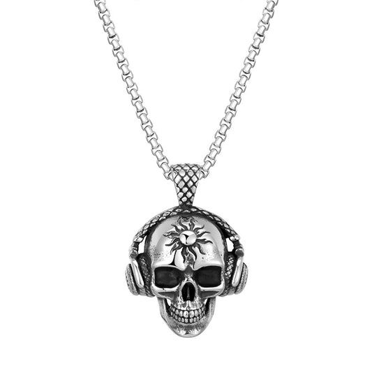 Steel Necklace - Statement Skull Pendant