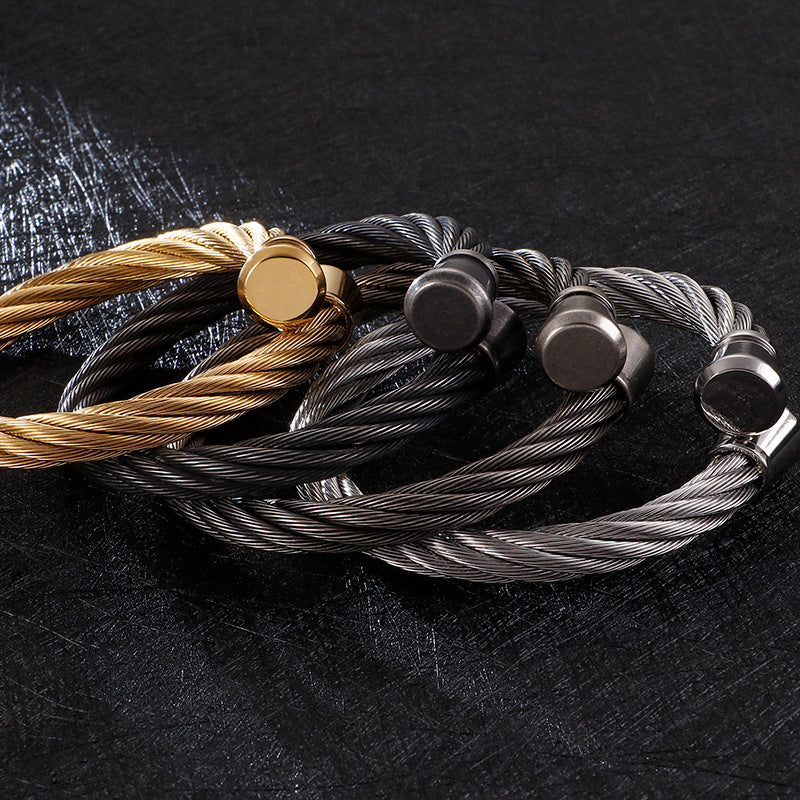 Titanium Steel Opening Bracelet – Original Men's Stainless Steel Bracelet – Steel Wire