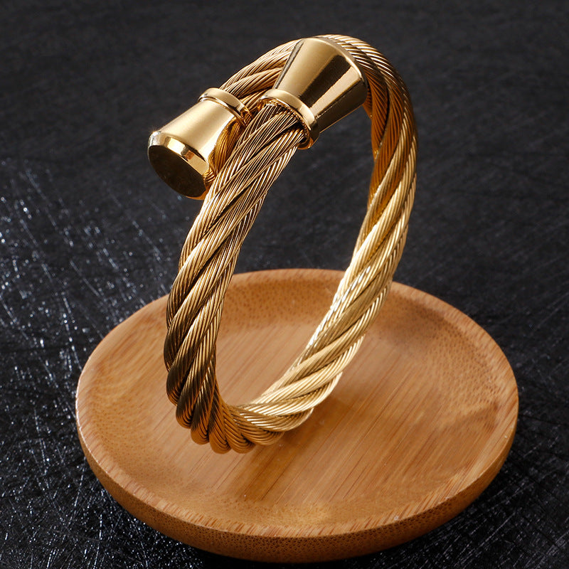 Titanium Steel Opening Bracelet – Original Men's Stainless Steel Bracelet – Steel Wire