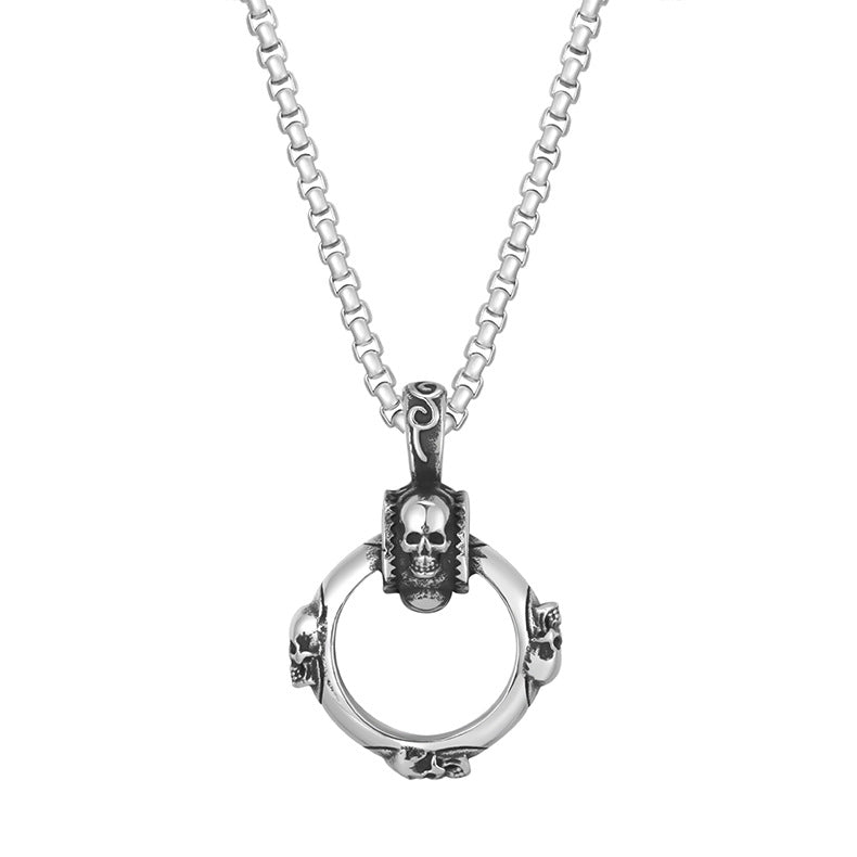 Steel Necklace – Vintage Interlocking Skull