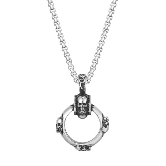 Steel Necklace – Vintage Interlocking Skull