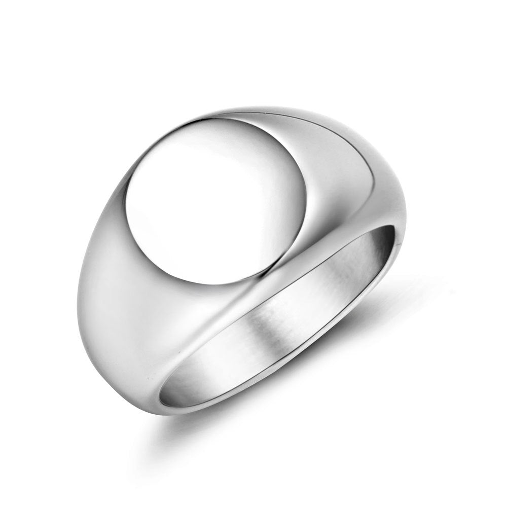 Round Flat Titanium Steel Ring Personalized Fashion Ring