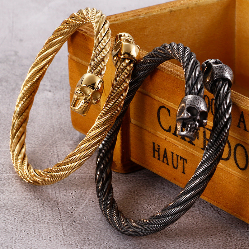 Titanium Steel Direct Sales – Stainless Steel Skull Weiya Bracelet European &