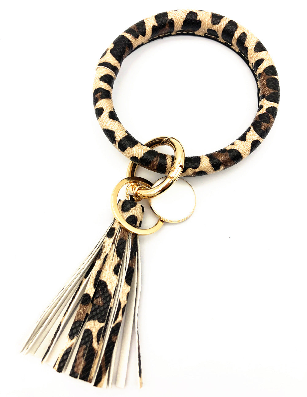 Celebrity Charm Leather Tassel Keychain Bracelet Embellished with Pendant - Vienna Verve Collection