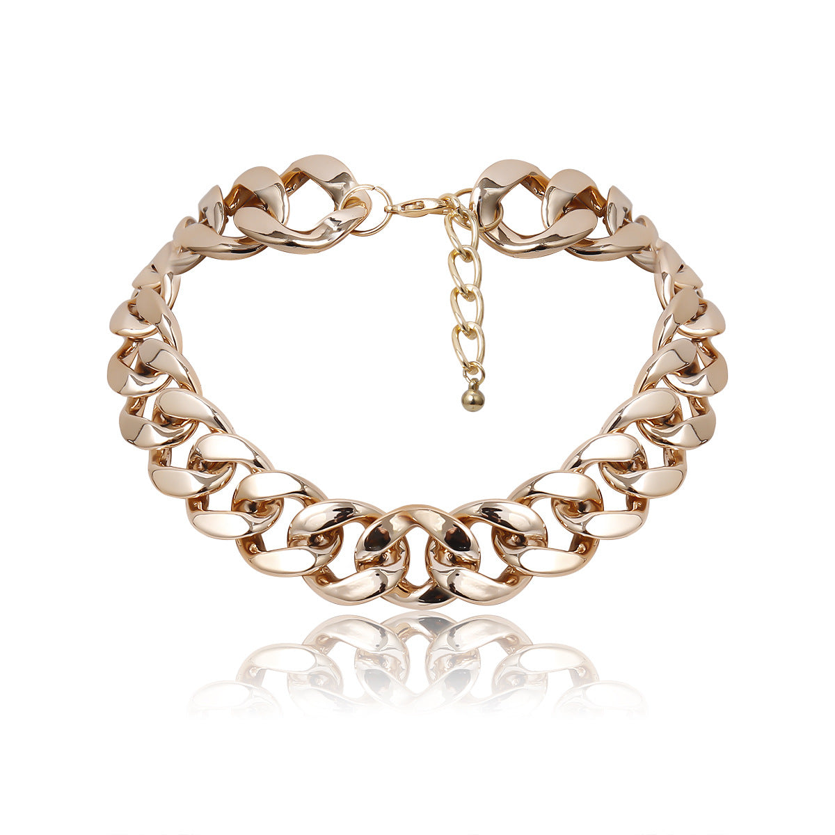 Bold Chain Necklace with Vintage Geometric Pattern