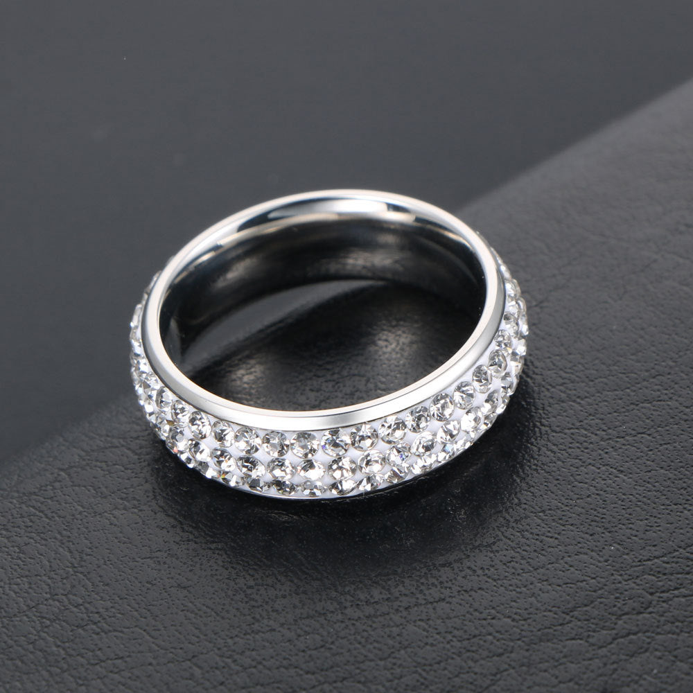 Contemporary Titanium Steel Zircon Ring for Men and Women - Trendy Japanese and Korean Style Jewelry
