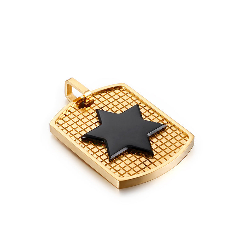 Customizable Multi-Color Titanium Steel Hexagram Pendant for Men