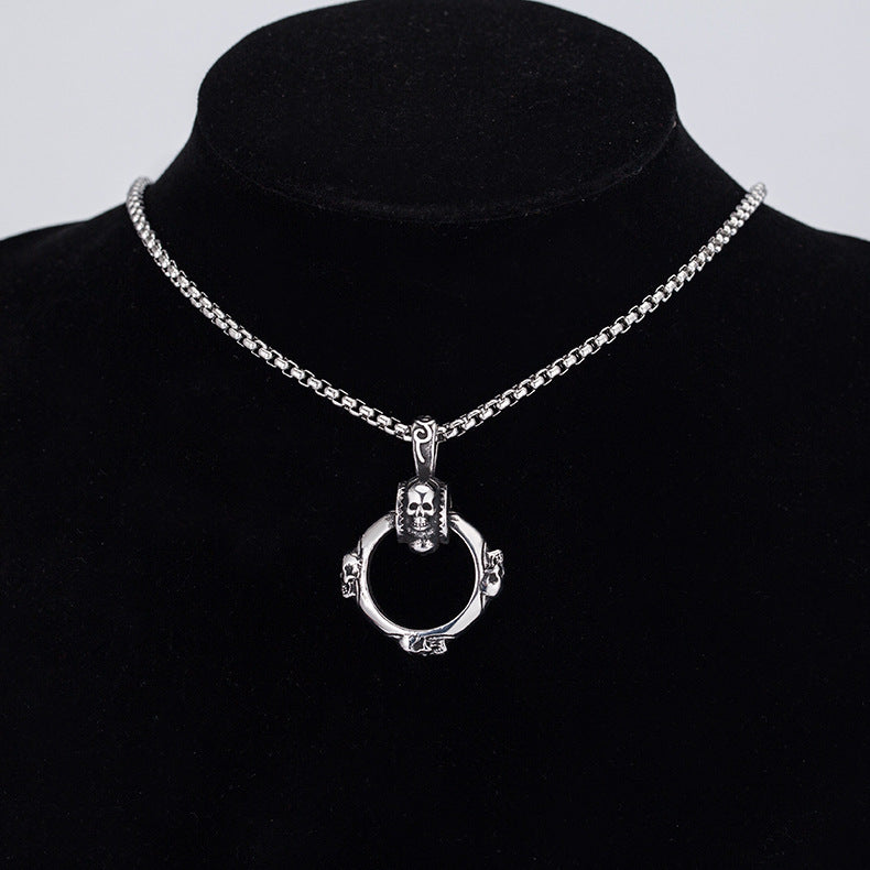 Steel Necklace – Vintage Interlocking Skull