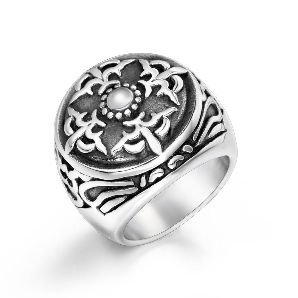 Retro European American Titanium Steel Hip Hop Ring For Men