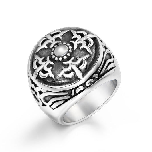 Retro European American Titanium Steel Hip Hop Ring For Men