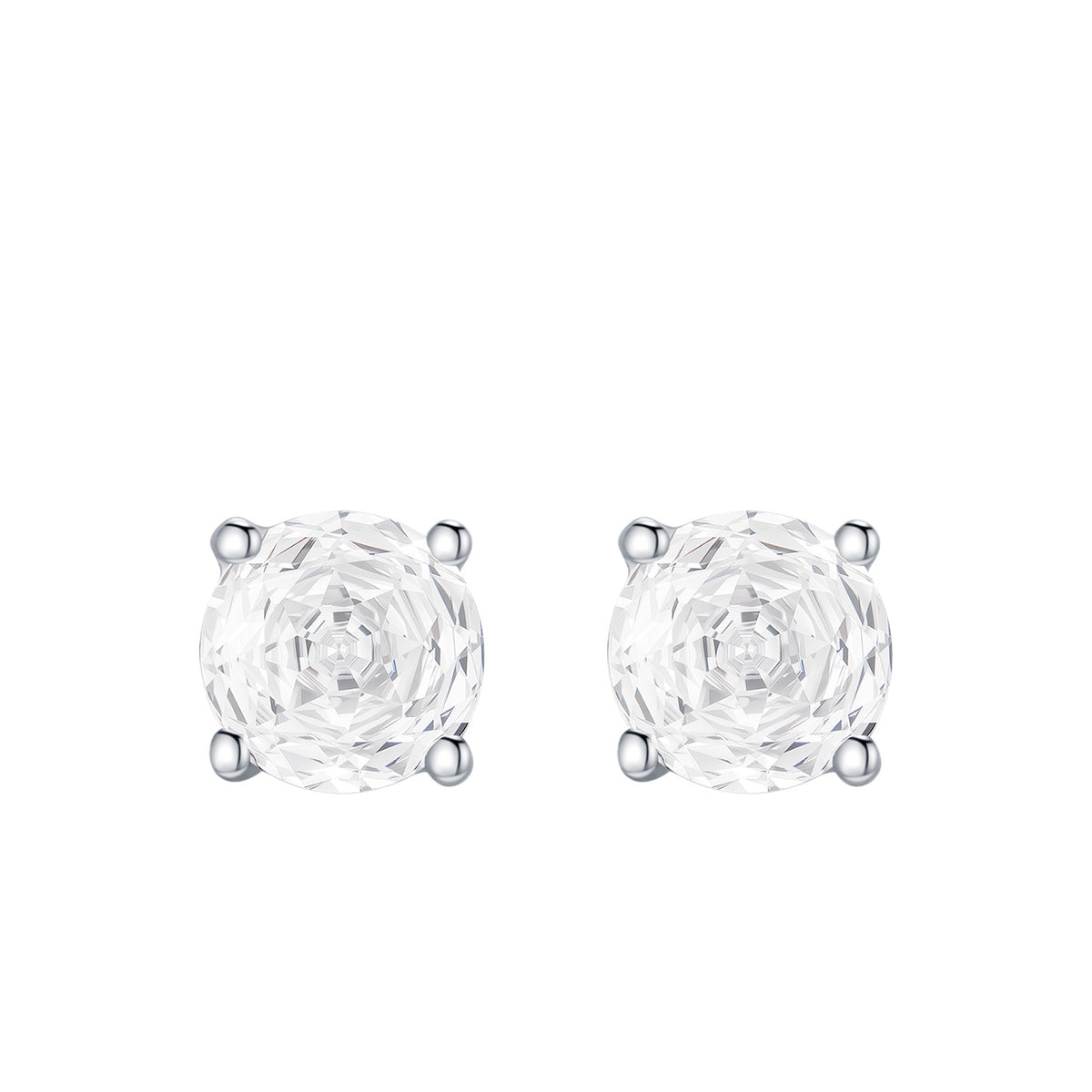 925 Sterling Silver Rose-Cut Zircon Stud Earrings