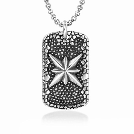 Titanium Steel Star Flower Pendant Necklace for Men and Women by Planderful