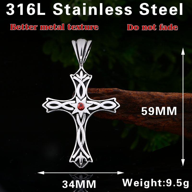 Retro Viking Celtic Knot Stainless Steel Pendant with Stone Inlay for Men