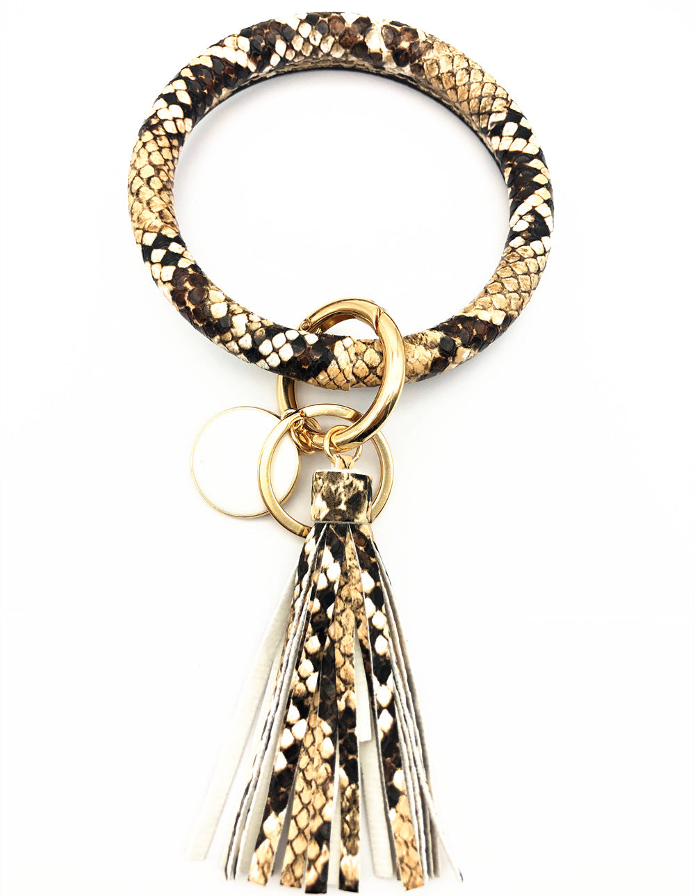 Celebrity Charm Leather Tassel Keychain Bracelet Embellished with Pendant - Vienna Verve Collection
