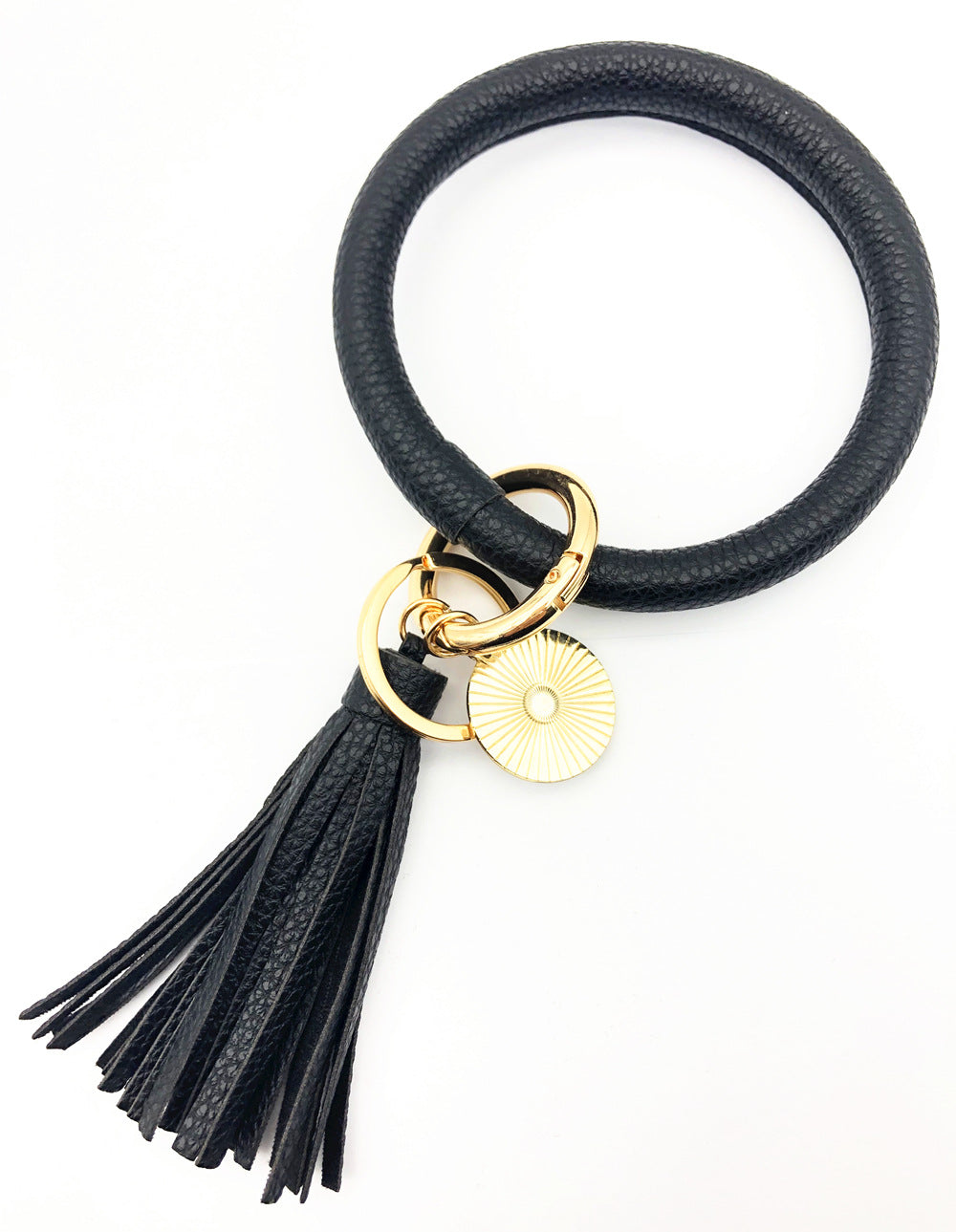 Celebrity Charm Leather Tassel Keychain Bracelet Embellished with Pendant - Vienna Verve Collection