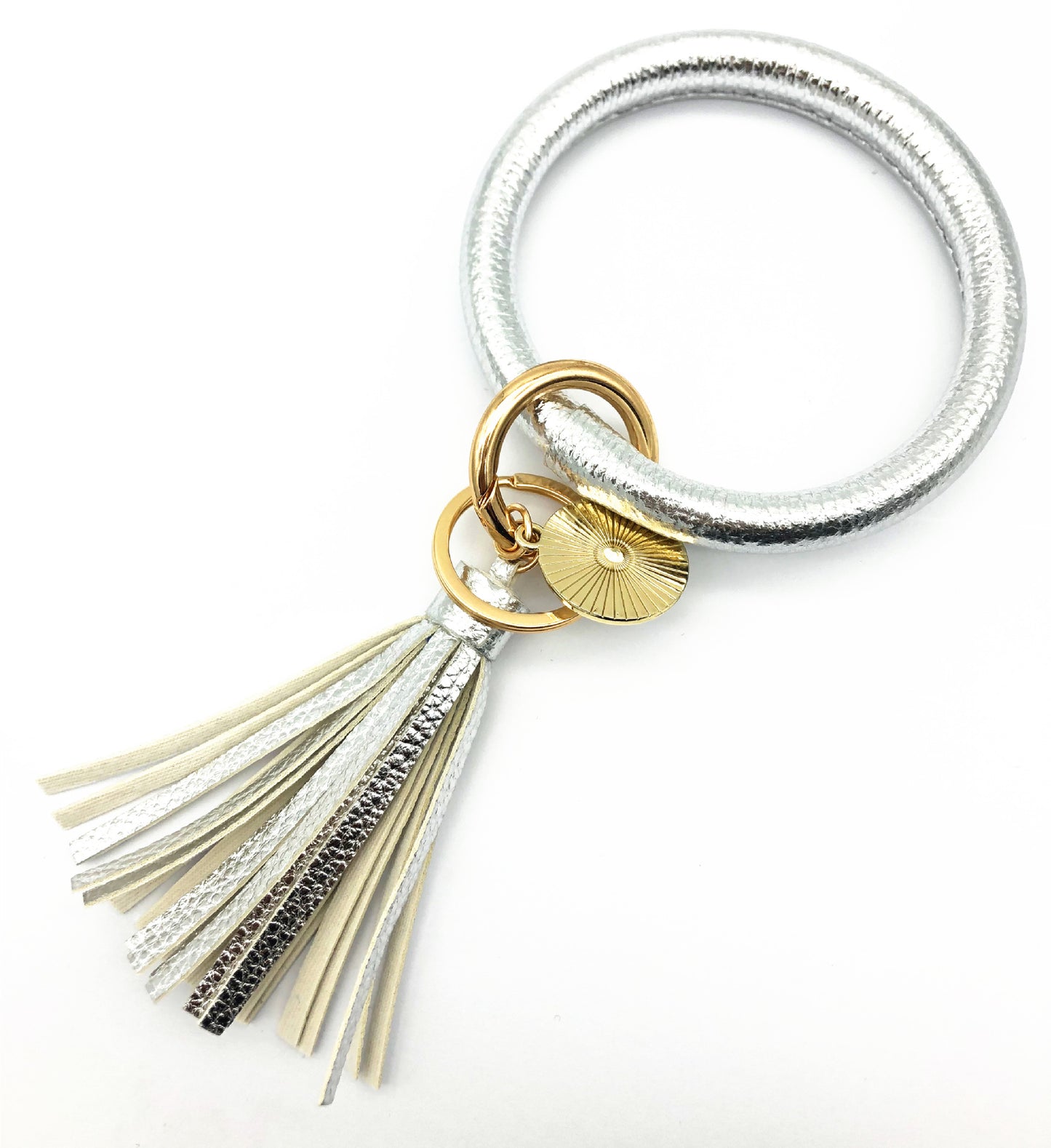Celebrity Charm Leather Tassel Keychain Bracelet Embellished with Pendant - Vienna Verve Collection