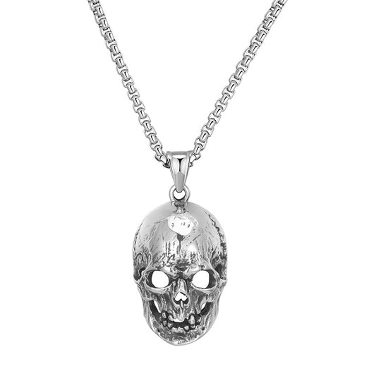 Steel Necklace – Statement Skull Pendant