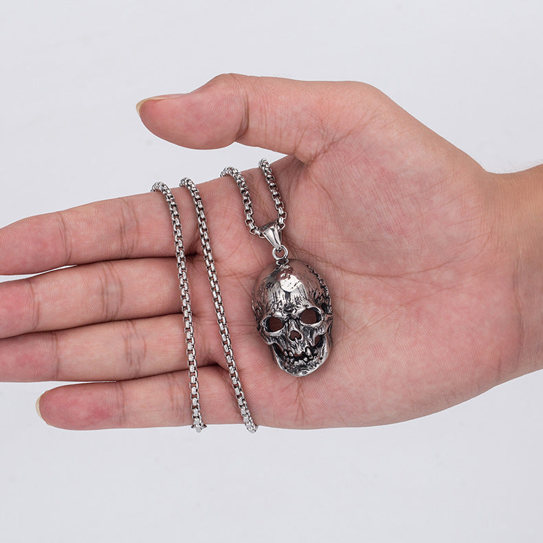 Steel Necklace – Statement Skull Pendant
