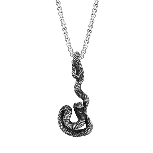 Steel Necklace – Minimalist Hip Hop Snake Pendant