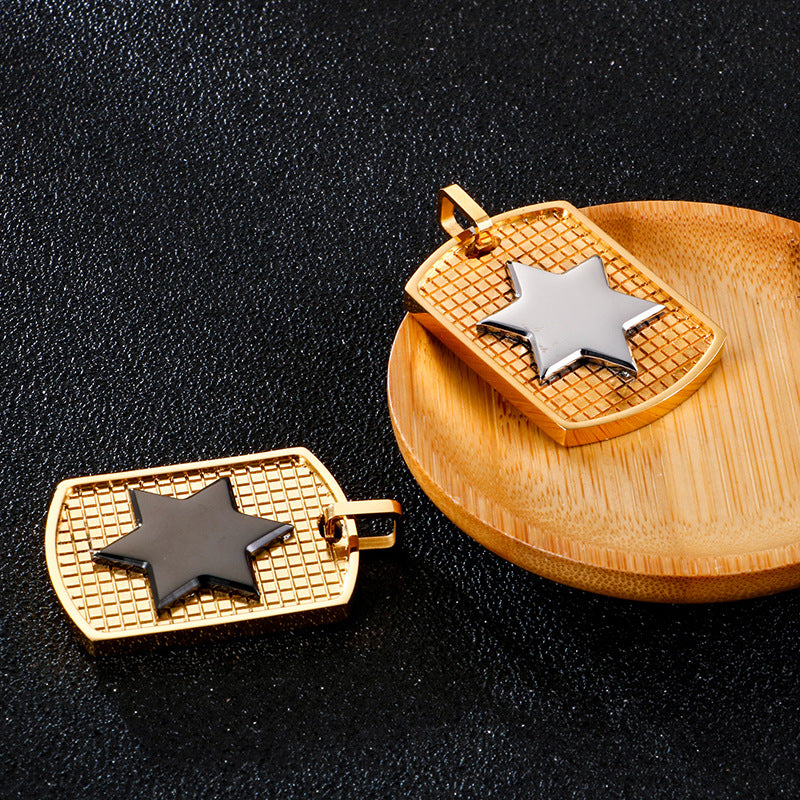 Customizable Multi-Color Titanium Steel Hexagram Pendant for Men