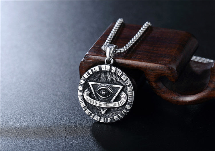 Planderful Freemasonry Eye Triangle Pendant Titanium Steel Unisex Jewelry For Protection And Statement
