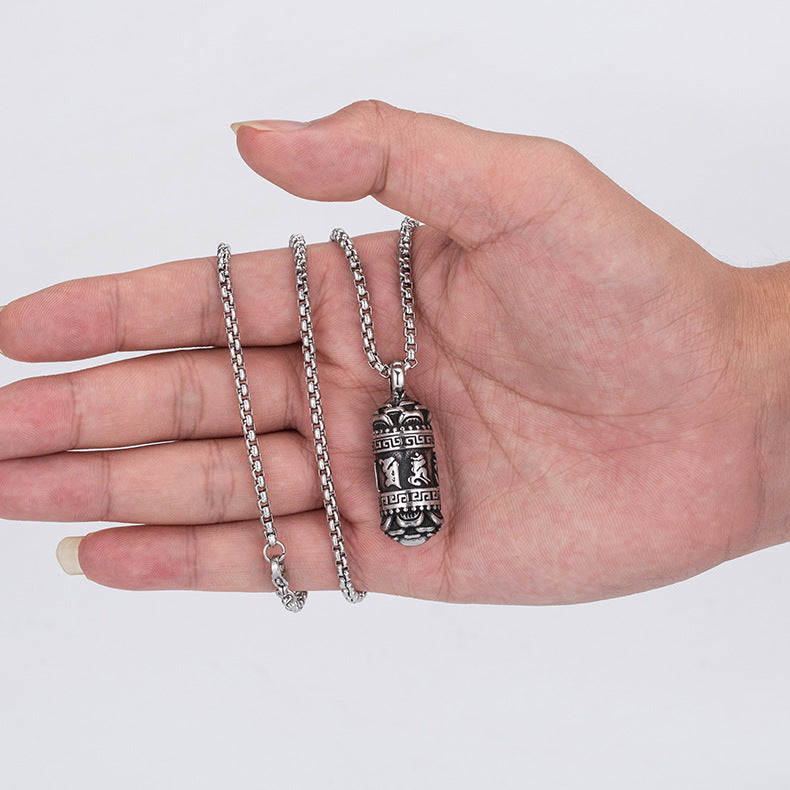 Steel Necklace – Vintage Totem Pendant For Everyday Men's Style And Casual Luxury