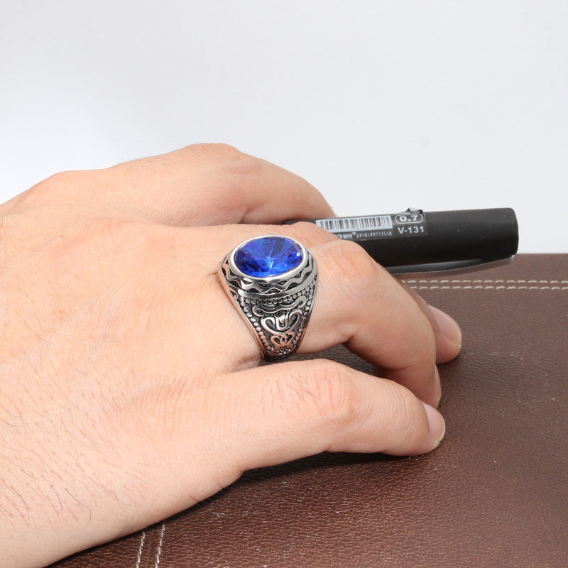 Retro Titanium Steel Men's Ring - Trendy Stainless Steel Design for Everyday Wear