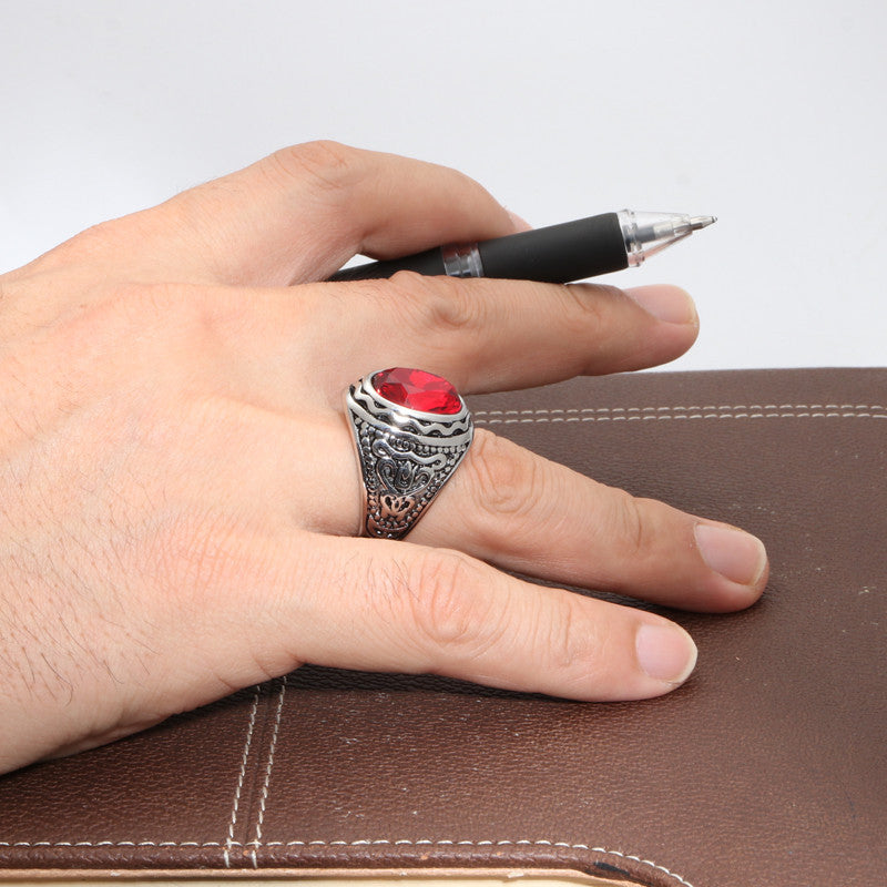 Retro Titanium Steel Men's Ring - Trendy Stainless Steel Design for Everyday Wear