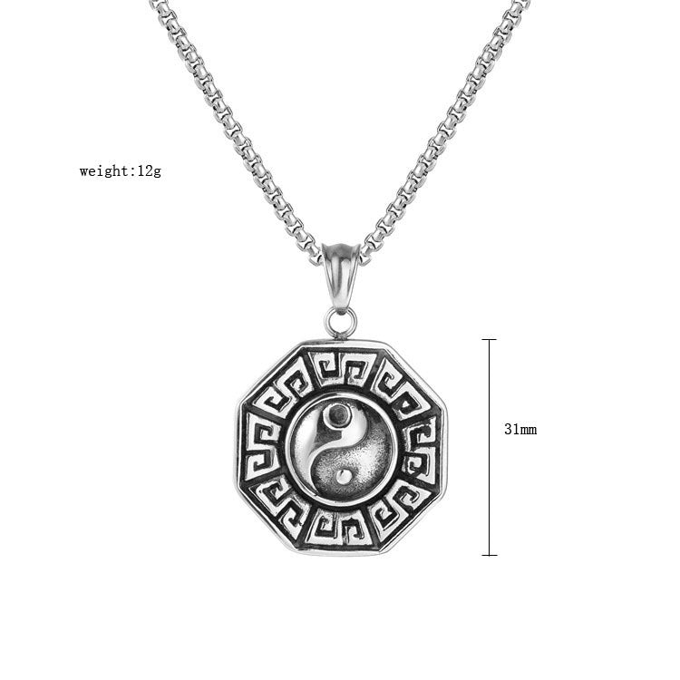Planderful Yin Yang Tai Chi Stainless Steel Pendant Necklace Unisex Gift For Men And Women