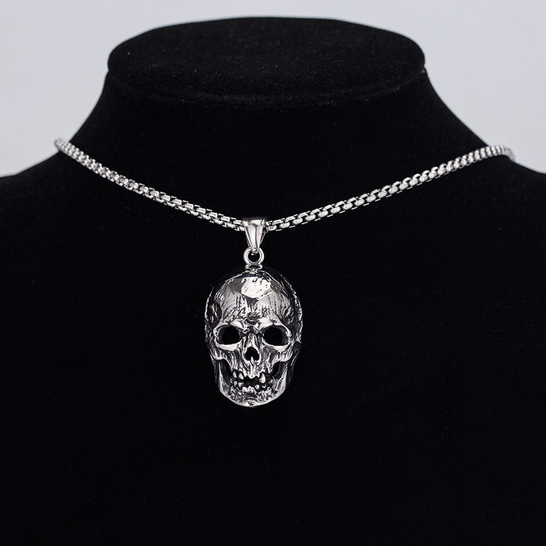 Steel Necklace – Statement Skull Pendant