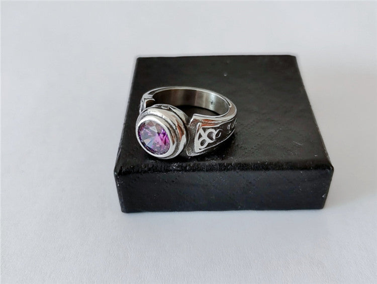 Mens Titanium Steel Ring Personalized Retro Gemstone By Planderful Unisex Protection Statement