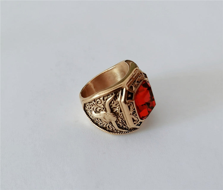 Planderful Retro Bull Head Zircon Ring Unisex Steel Statement Protection Gift Everyday