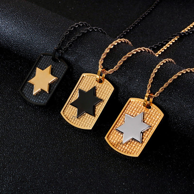 Customizable Multi-Color Titanium Steel Hexagram Pendant for Men