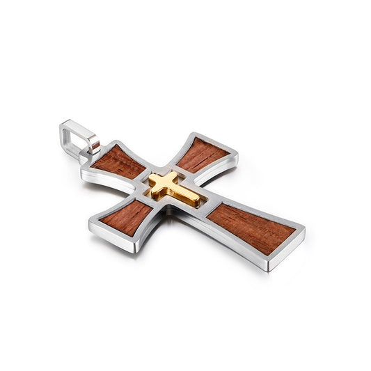 Titanium Steel Layered Cross Pendant for Men - European and American Style