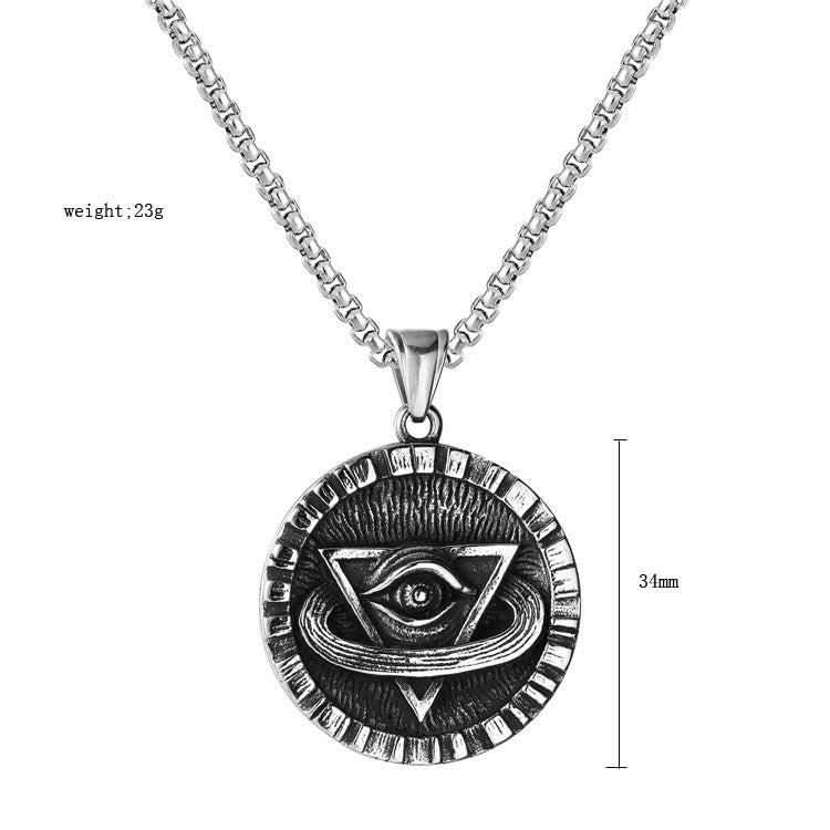 Planderful Freemasonry Eye Triangle Pendant Titanium Steel Unisex Jewelry For Protection And Statement