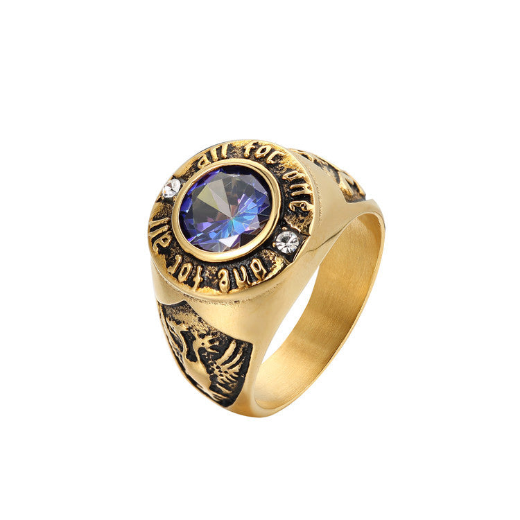 Planderful Titanium Steel Ring With Gemstone Protection For Men Unisex Everyday Genie