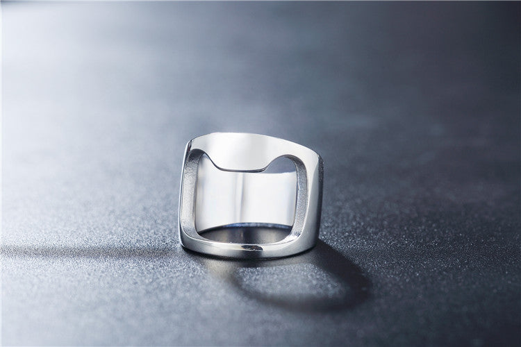Bottle Opener Ring Titanium Steel by Planderful Everyday Genie Unisex Durable Accessory for Men and Women