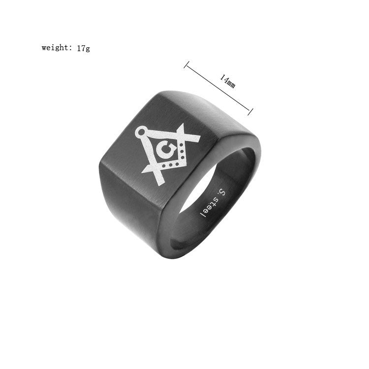Planderful Masonic Logo Titanium Steel Ring For Unisex Style Bold Durable Protection Statement For Men And Women
