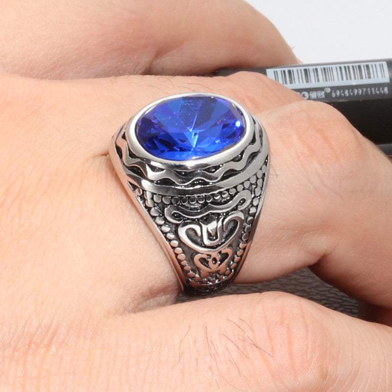 Retro Titanium Steel Men's Ring - Trendy Stainless Steel Design for Everyday Wear