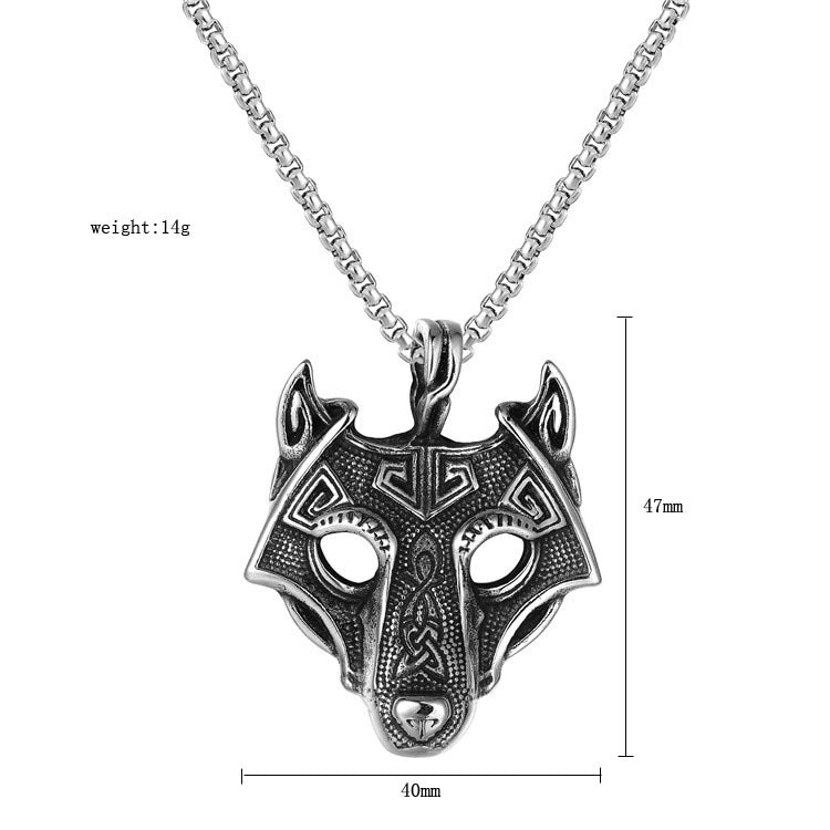 Planderful Personalized Retro Viking Wolf Head Pendant Necklace in Titanium Steel For Men And Women Protection